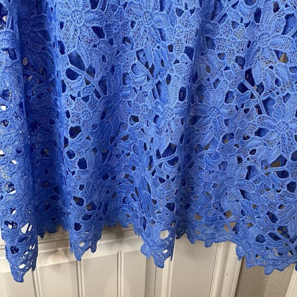 Lane Bryant Perwinkle Blue Short Sleeve Floral Crochet Open Knit Top Womens 22 - Picture 3 of 10